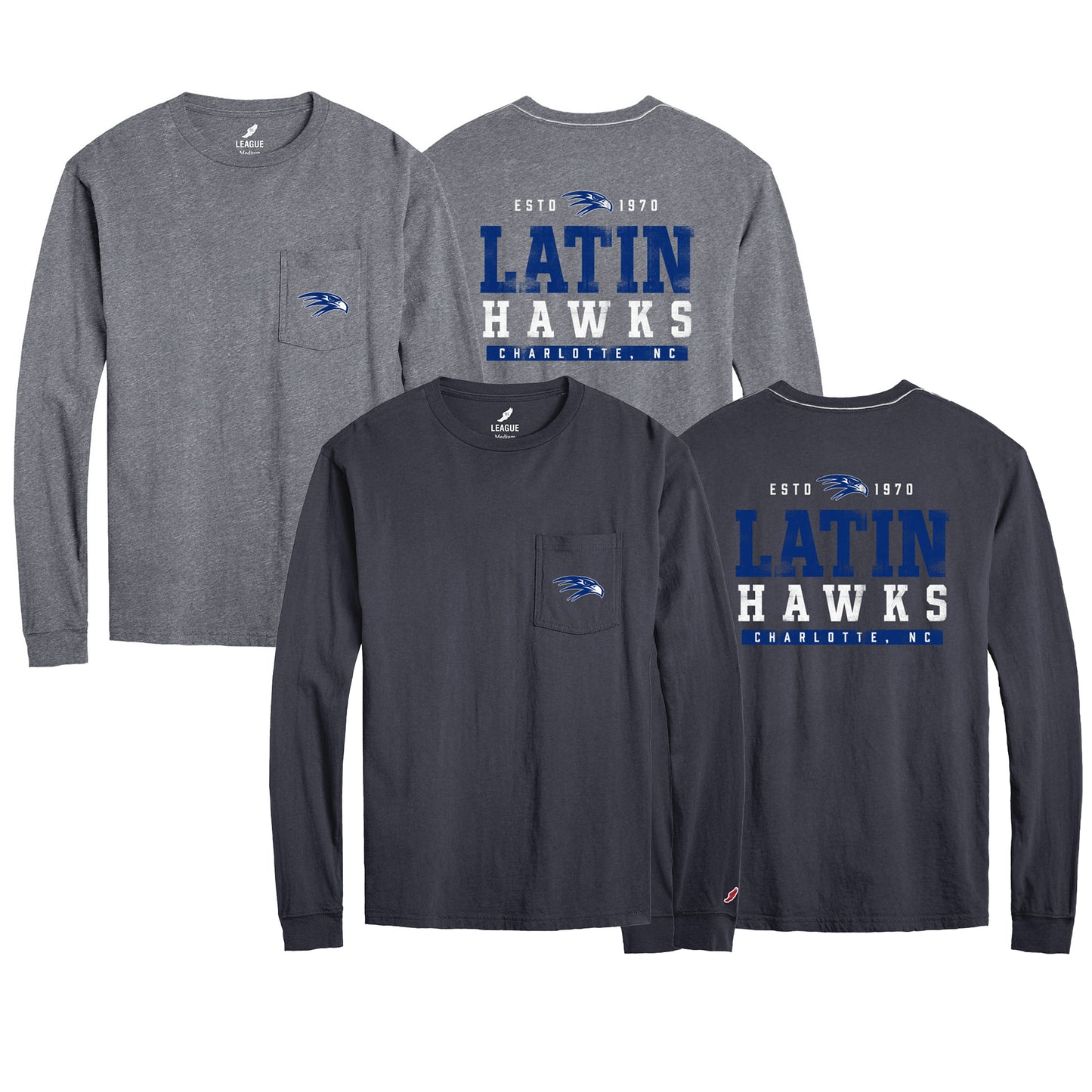 Adult LS Pocket Tee - Latin Hawks