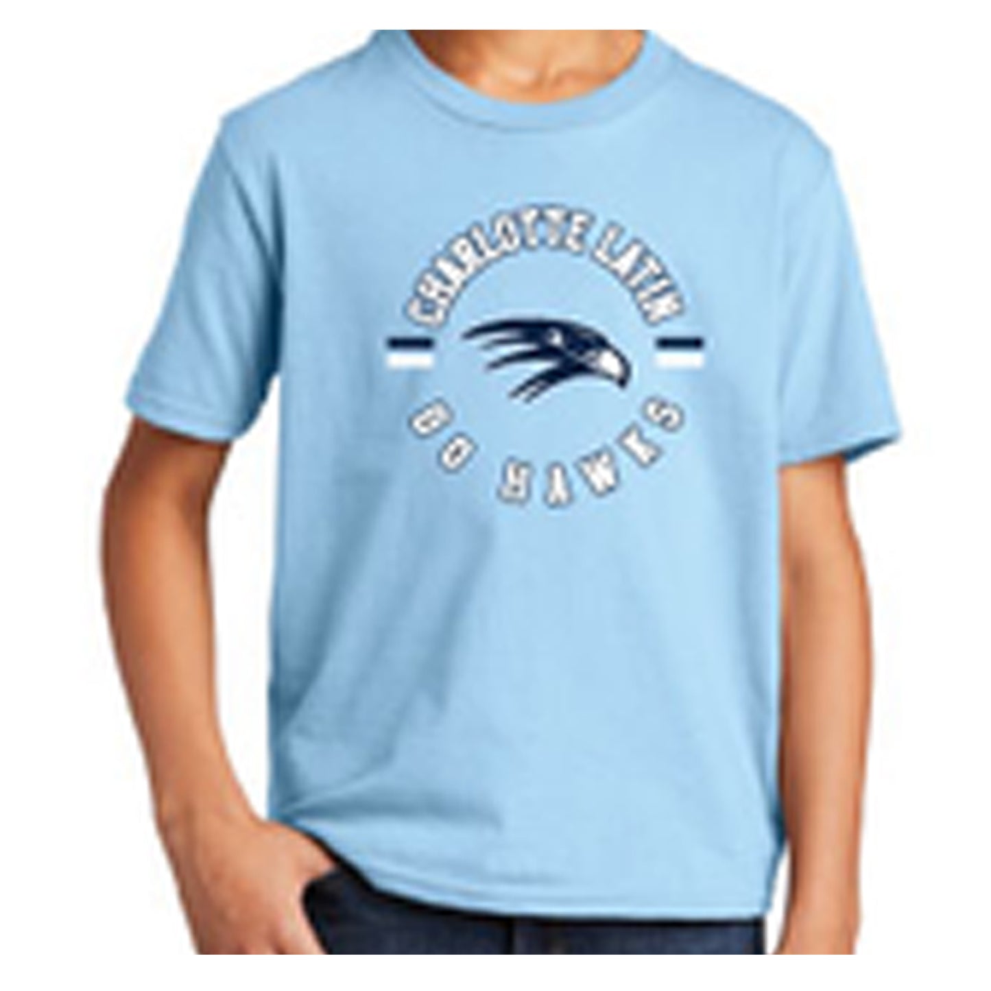 Youth Short Sleeve Tee Go Hawks Circle